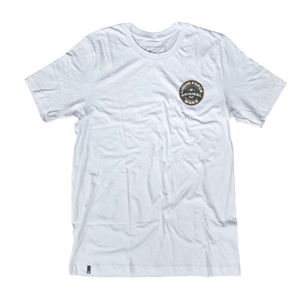 OG Wake Tee: White with a small chest logo on the left side.