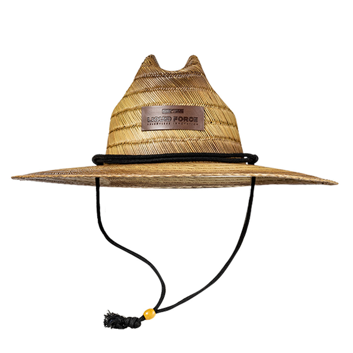Relentless Straw Lifeguard Hat with chin strap and front logo.
