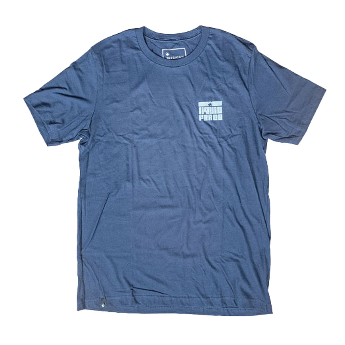 What Pulls You Tee: Blue shirt with small white chest graphic.