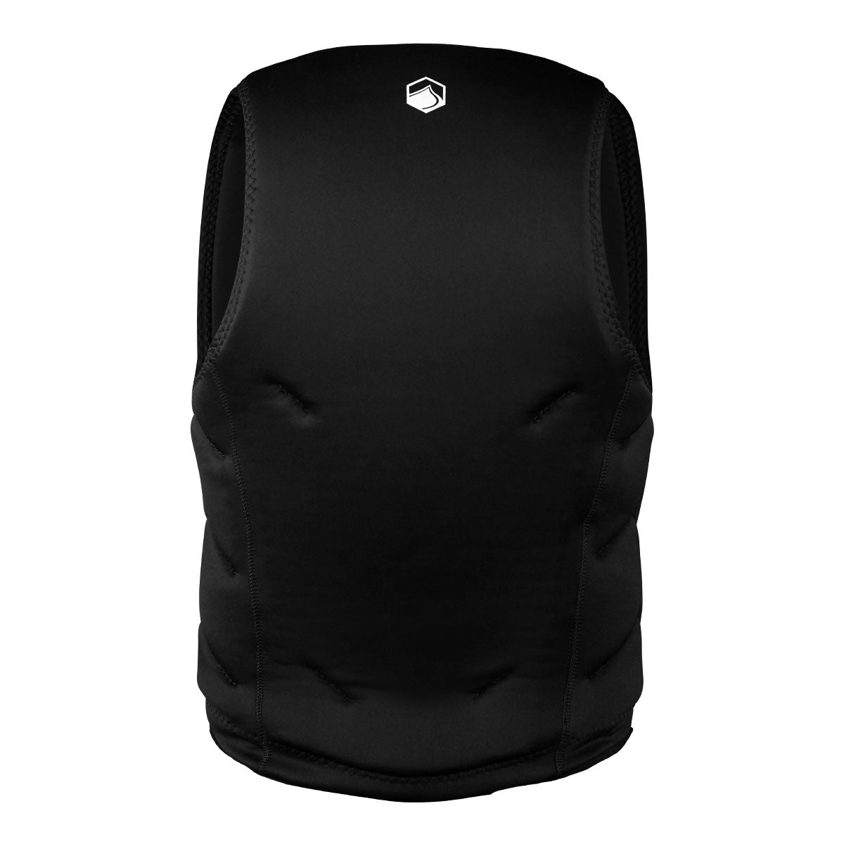 Rear view of Arc Comp Vest in black, shown from the back.