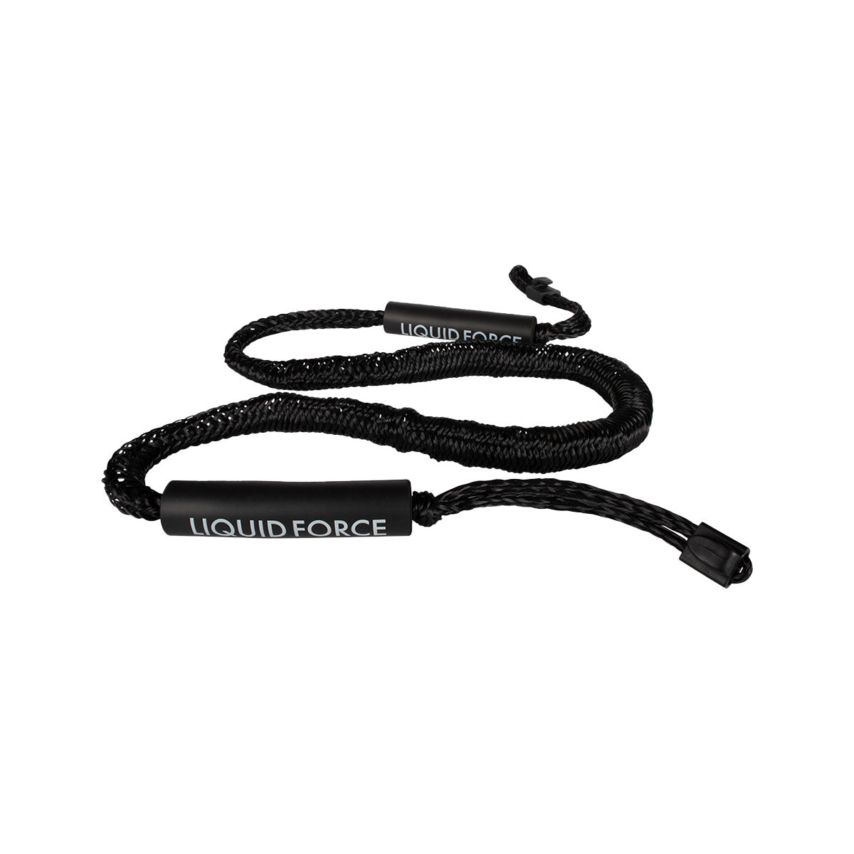 Black 6 foot dock tie coiled up against a background.