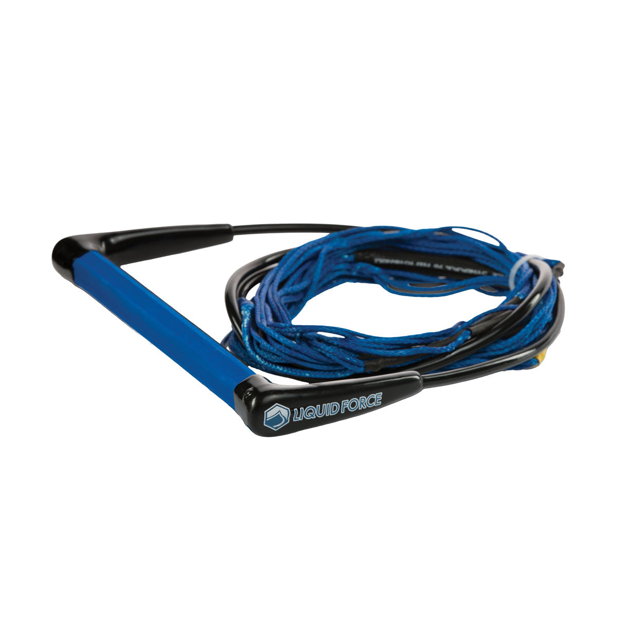 Blue and Black Wakeboard Comp Rope and Handle Combo coiled neatly against a white background.