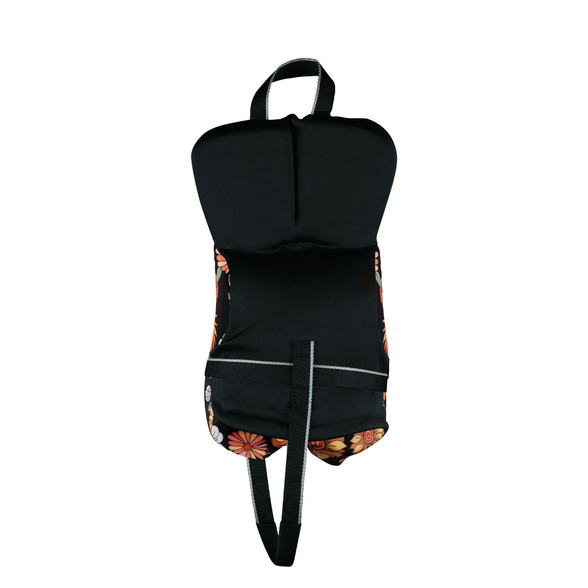 Rear view of CGA Dream Infant backpack with floral side panels and a top handle.