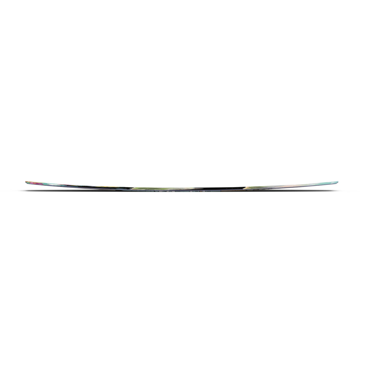 Side view of a Liquid Force park wakeboard with a camber design on white background.