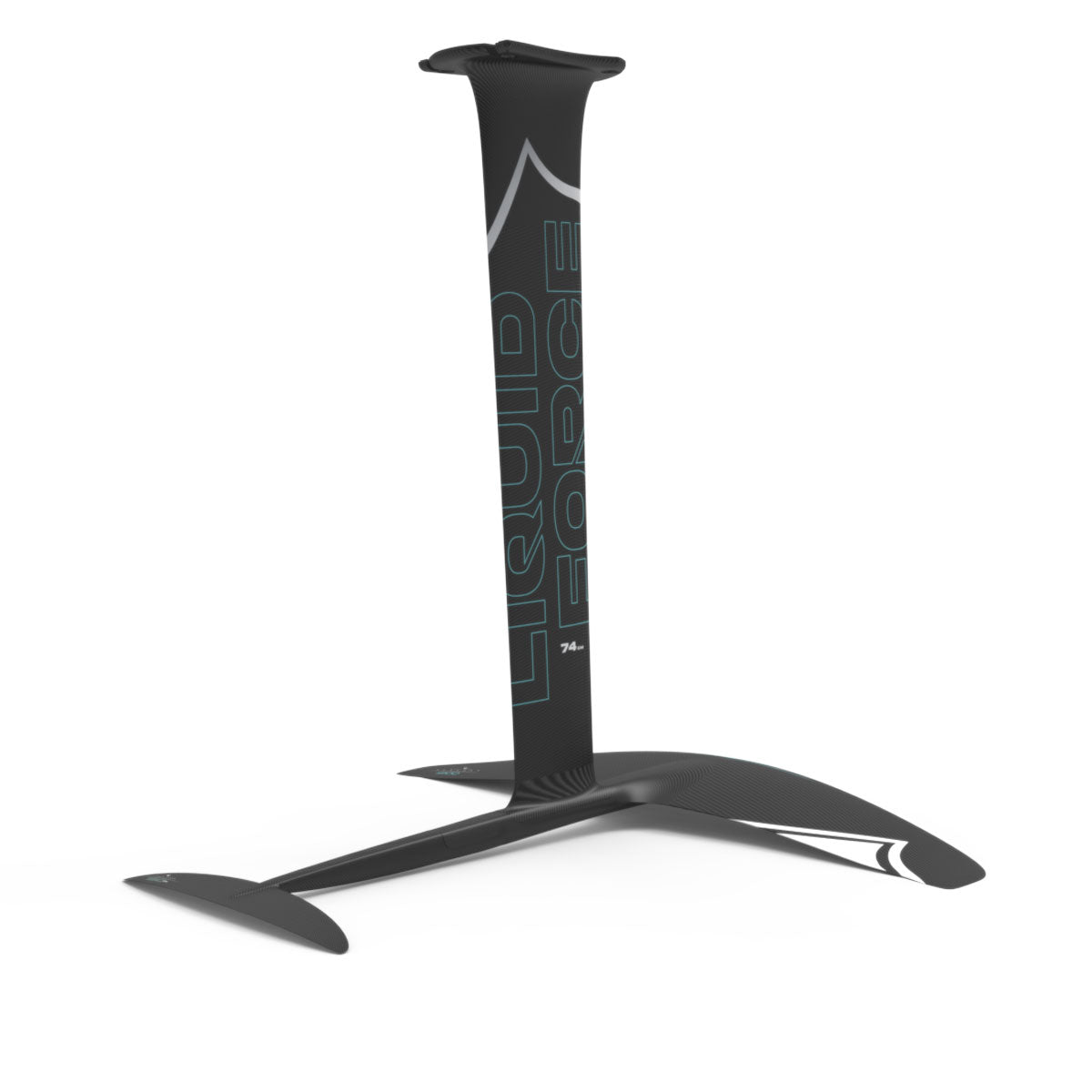 Liquid Force black Carbon Horizon 1200 FuseLock hydrofoil kit with white and teal accents.