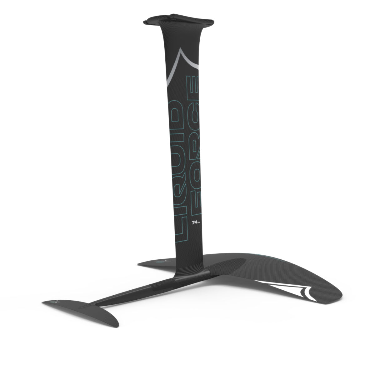 Liquid Force black Carbon Horizon 1550 FuseLock hydrofoil kit with white and teal accents.