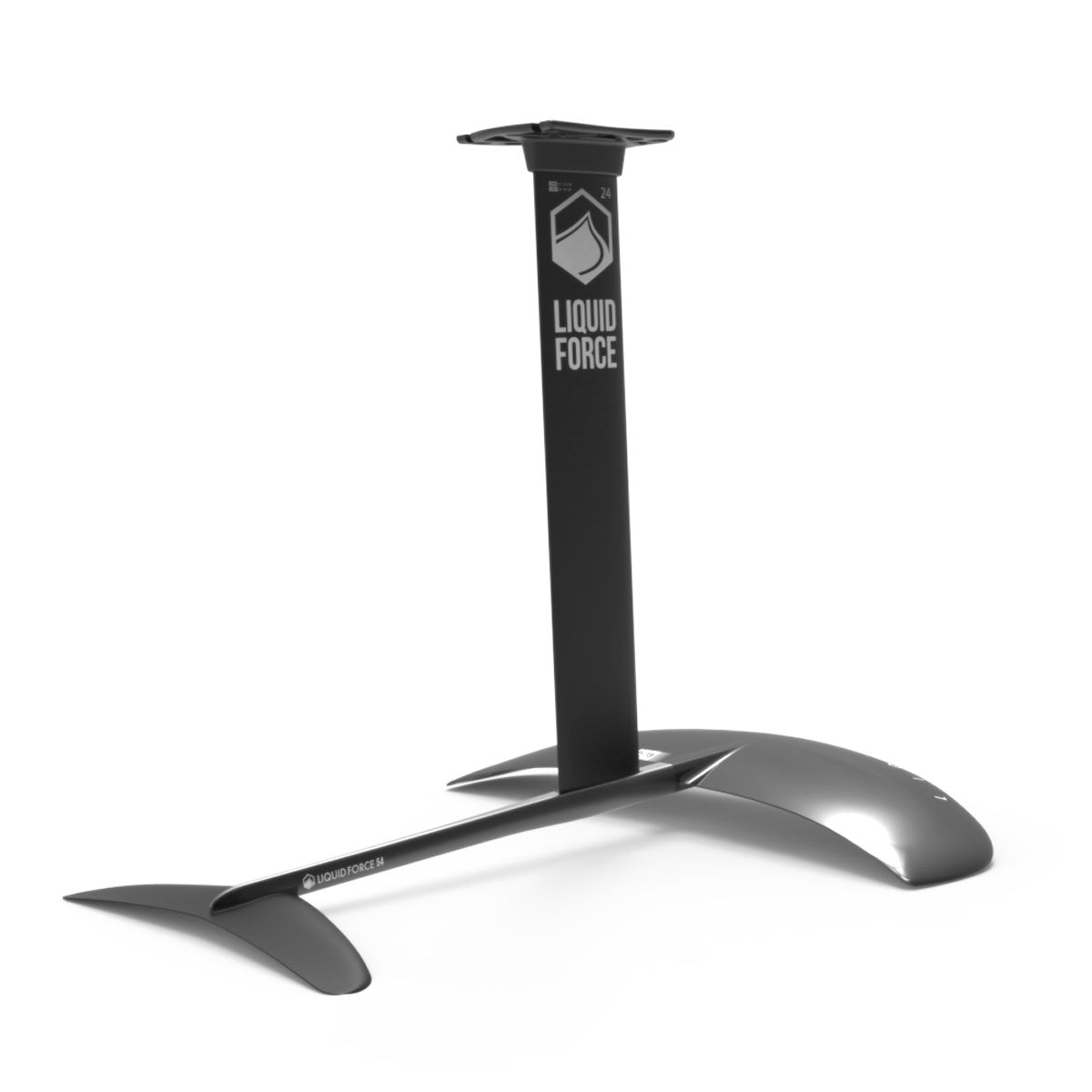 Launch 120 foil set with large fin and stabilizer in black with white accents.