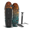 Launch w/ Flite 120: Hydrofoil boards with striped decks and detachable foil wing packages.
