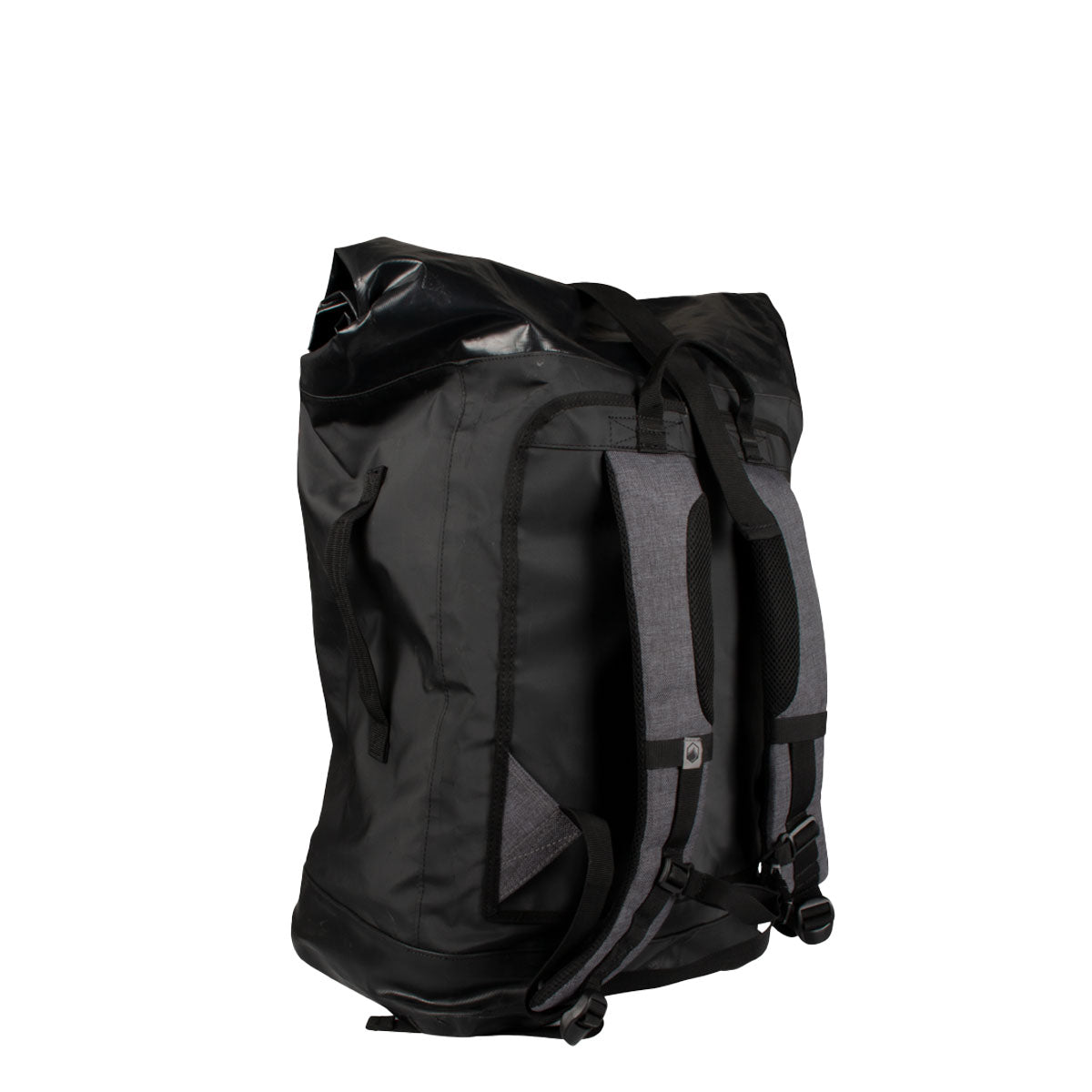 Black Load Out Waterproof Gear Pack (60L-90L) with gray accents, back view.