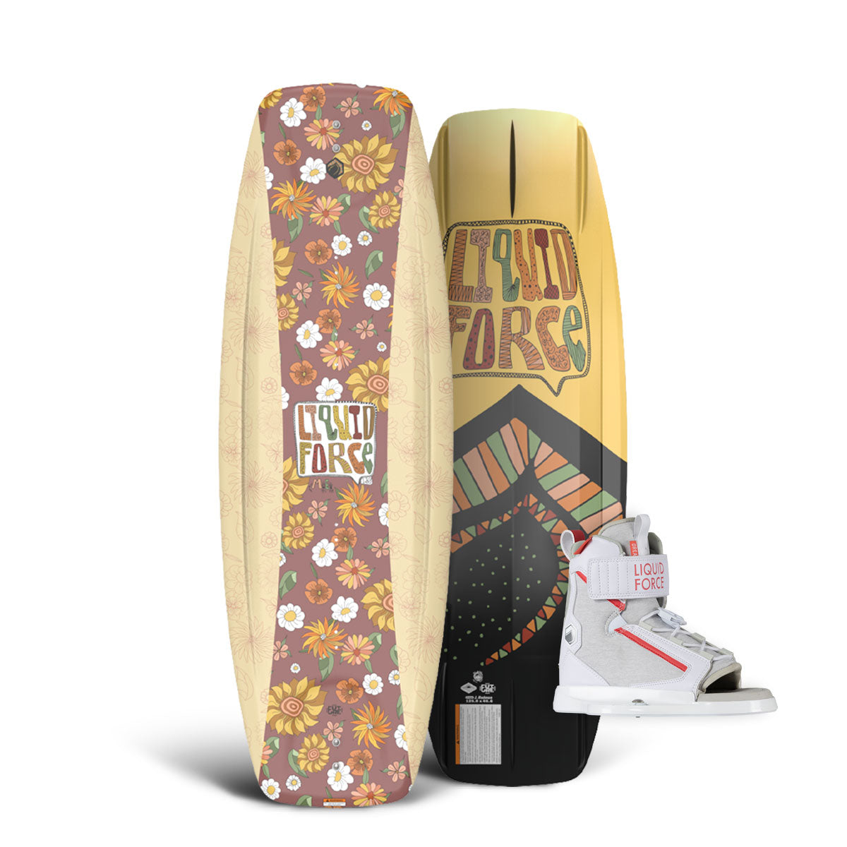Two M.E. FS w/ Dream 6R boards with floral designs and gray bindings make a great package.