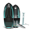 Top and bottom view of teal and black hydrofoil package.
