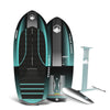 Top and bottom view of teal and black hydrofoil package.