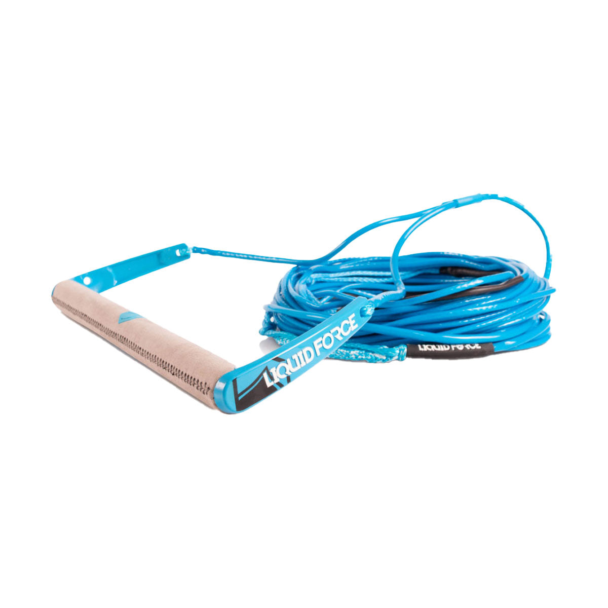 Grey and Blue Wakeboard Plush Rope and Handle Combo coiled neatly against a white background.