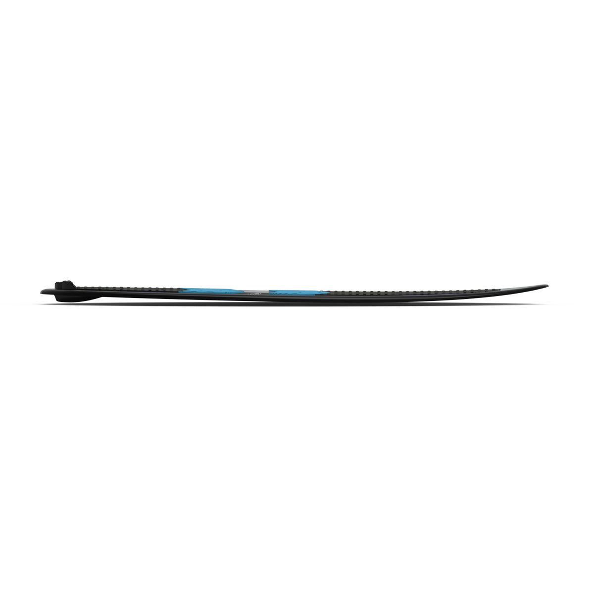 Side view of the black and blue Reign blade against a white backdrop.