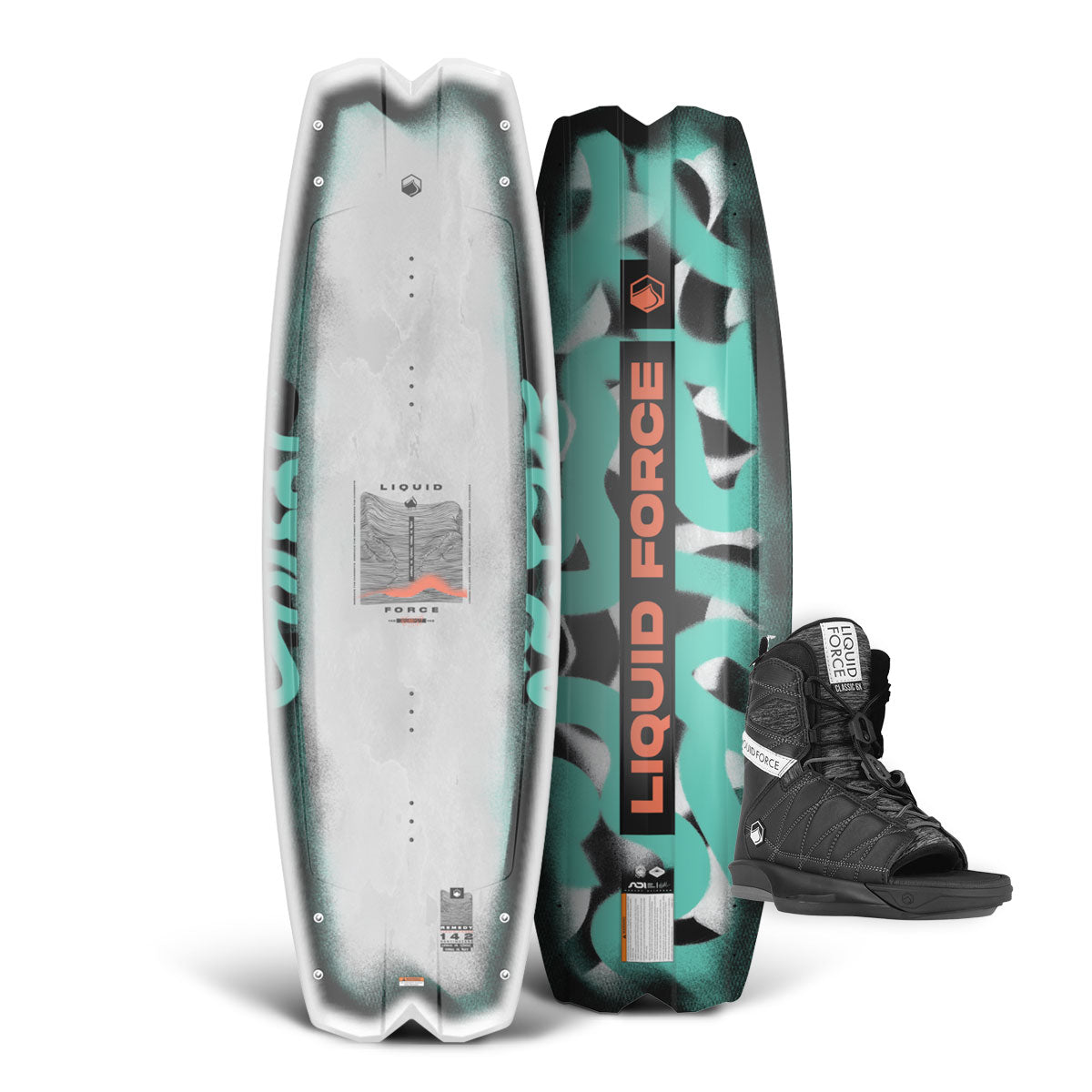 Liquid Forces Remedy w/ Classic 6X OT is the ideal boat wakeboard and black boots package.