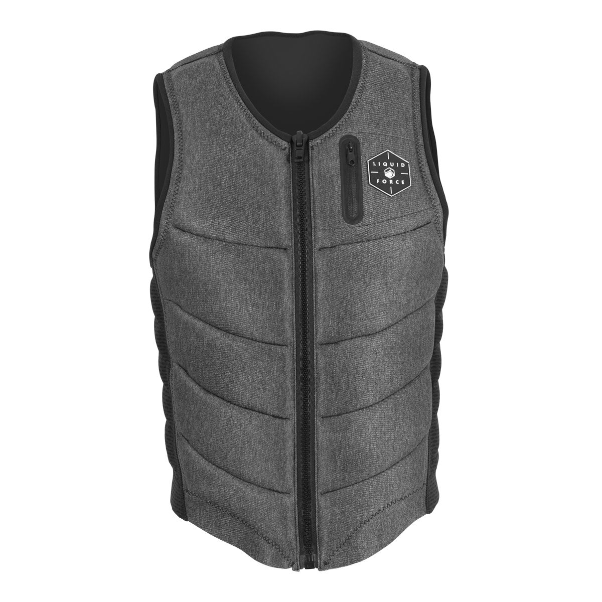 Front view of Squad Comp Vest with a zip-up front and small chest logo.