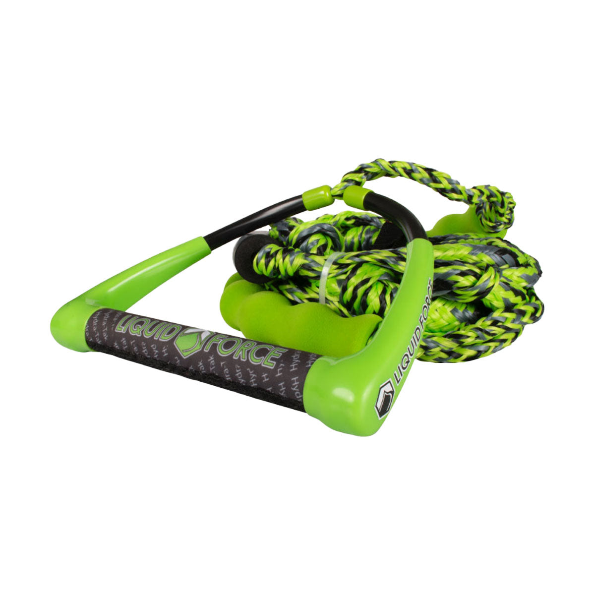 Hydratak Surf 10 wakeboard rope and handle combo with green/black mainline, green end caps, and black handle with green logos.