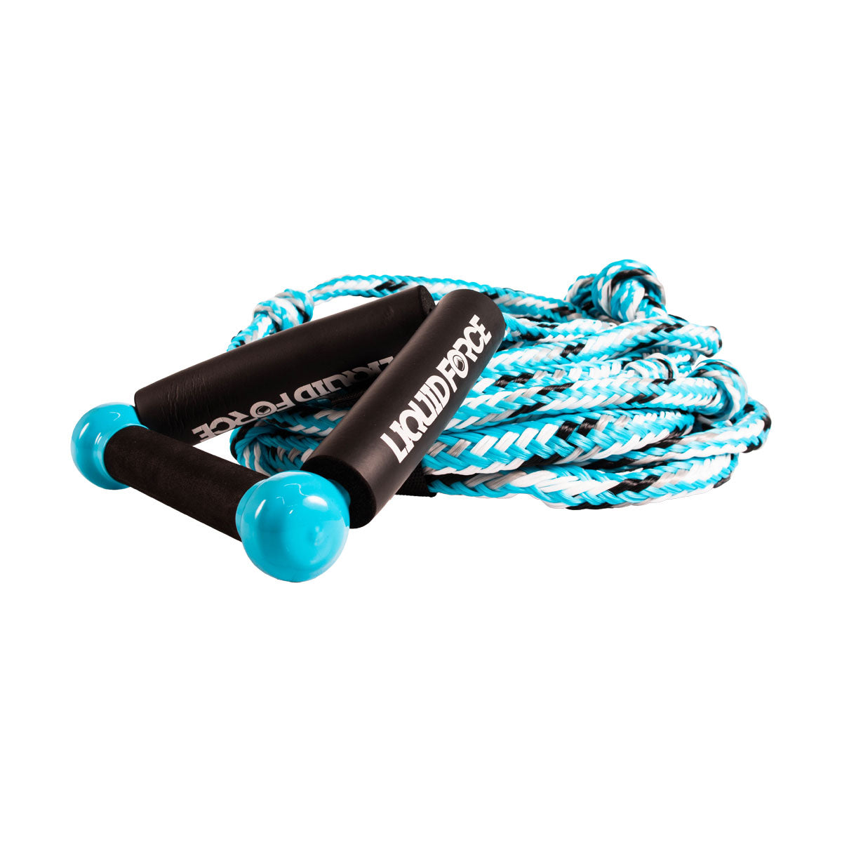 Blue and white Surf 8 Floating rope and handle combo with braided rope, black/blue handle, and black grips.