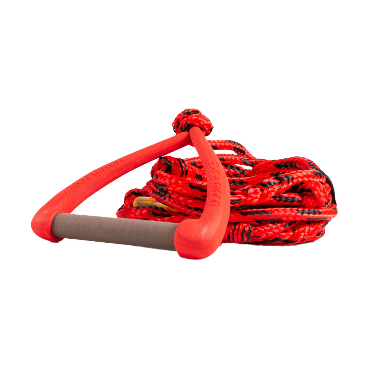 Red and Black Surf 9 DLX rope and handle combo with a grey grip, against a white background.