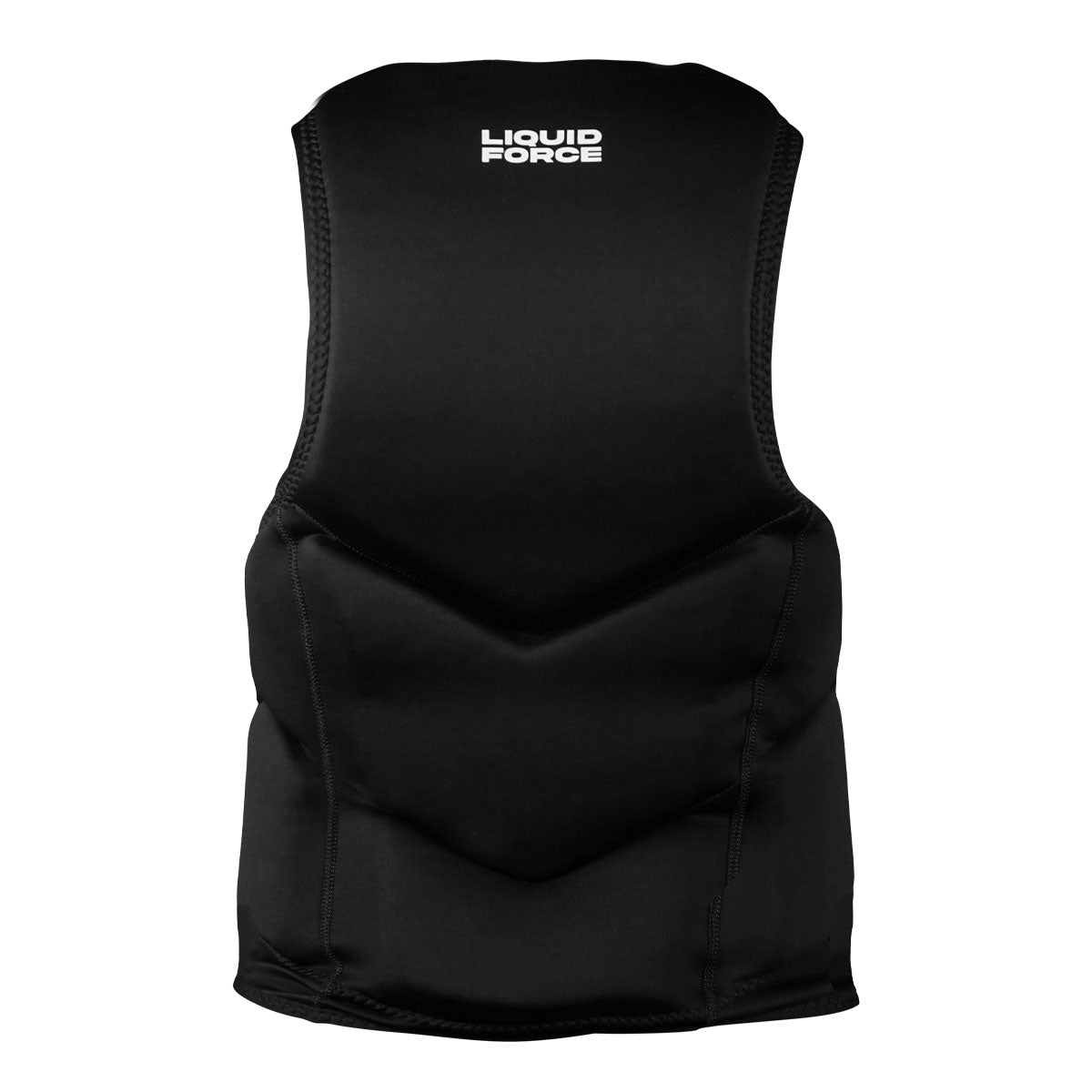 Rear view of Back view of black Womens Core Comp vest with logo on top.