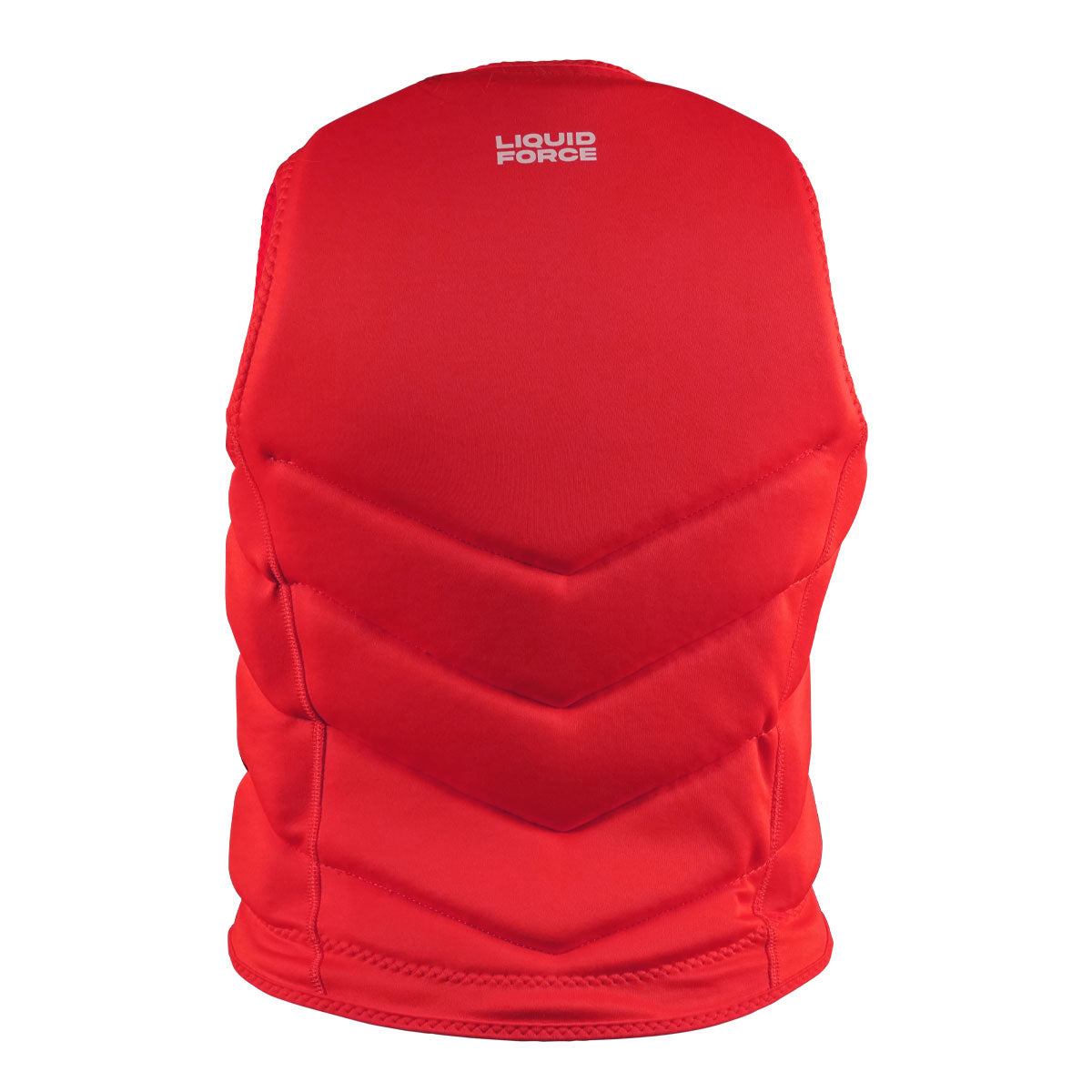 Rear view of Womens Core Comp vest with Liquid Force text on the upper back in red.