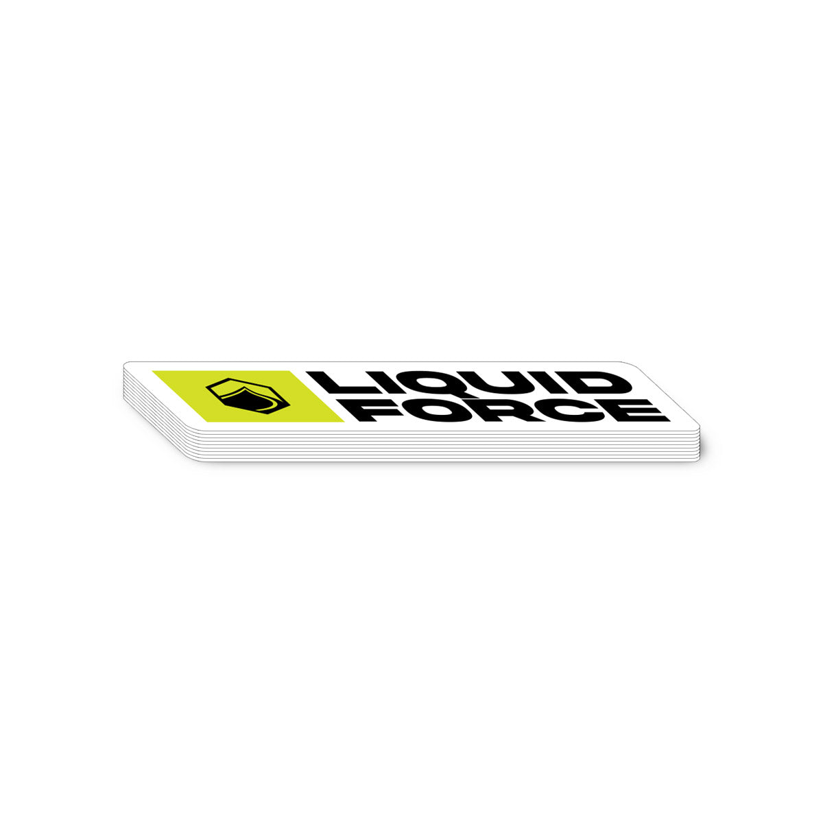 Rectangular &#39;Liquid Force&#39; logo with a yellow and black design on a white background