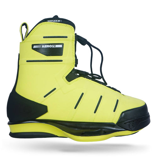 Side view of AERO 6X binding in atomic with black accents and lace-up design.
