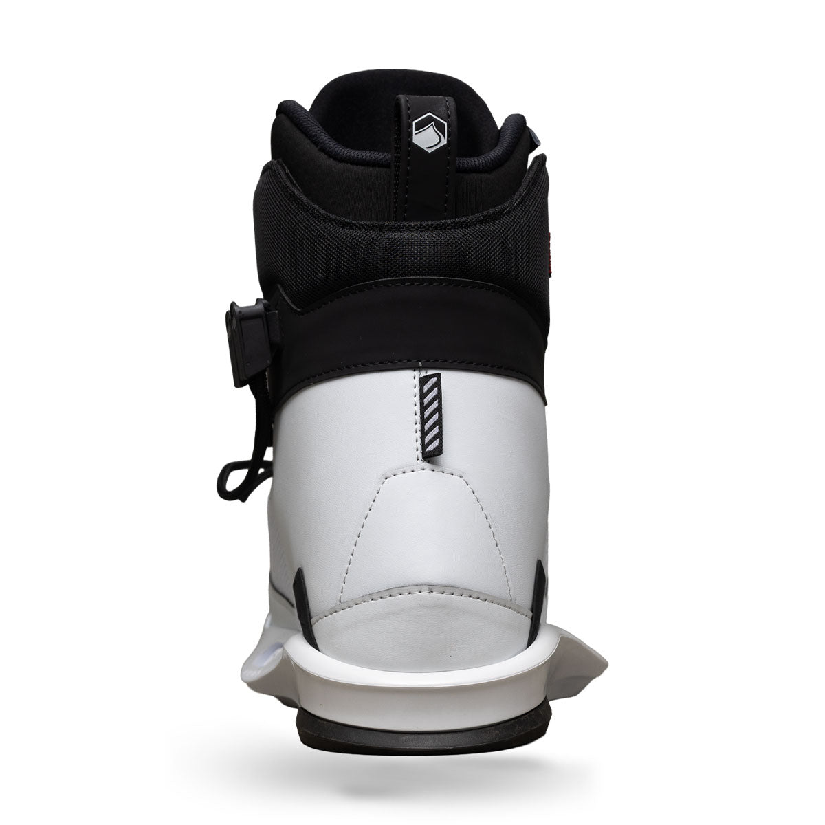 Back view of Aspect 4D black and white binding with heel detail.