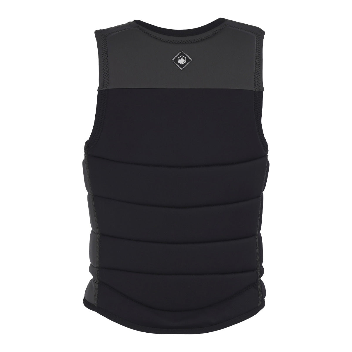 Back view of the Women's Rogue Comp Vest in black with gray upper panel and LF logo at neck.