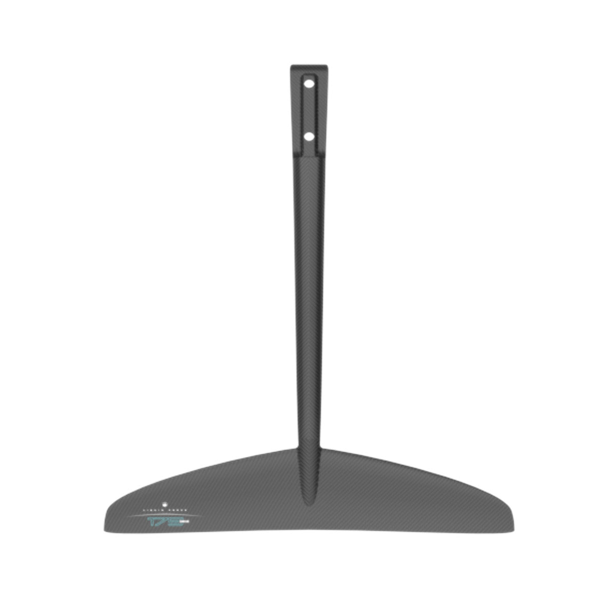 Front view of Drive 175 FuseLock Tail Wing showing carbon texture and mounting holes.