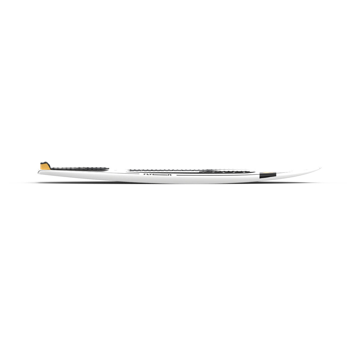 Side view of the Flyer Thruster wakesurfer showing the low-profile shape.