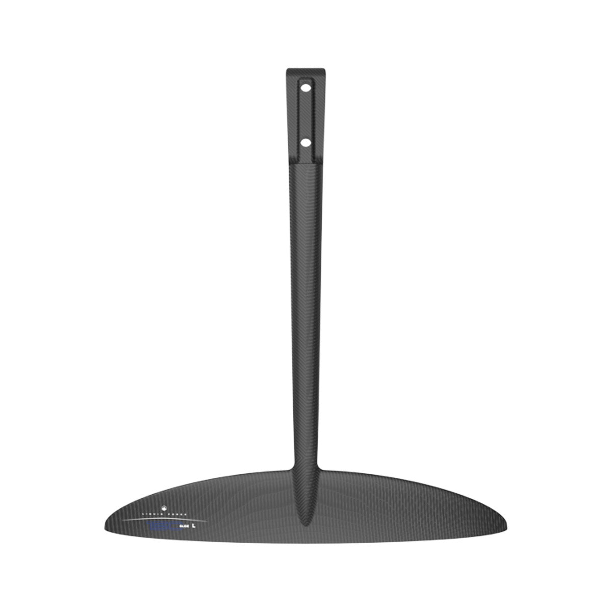 Front view of Glide 150 FuseLock Tail Wing showing carbon finish and mounting holes.