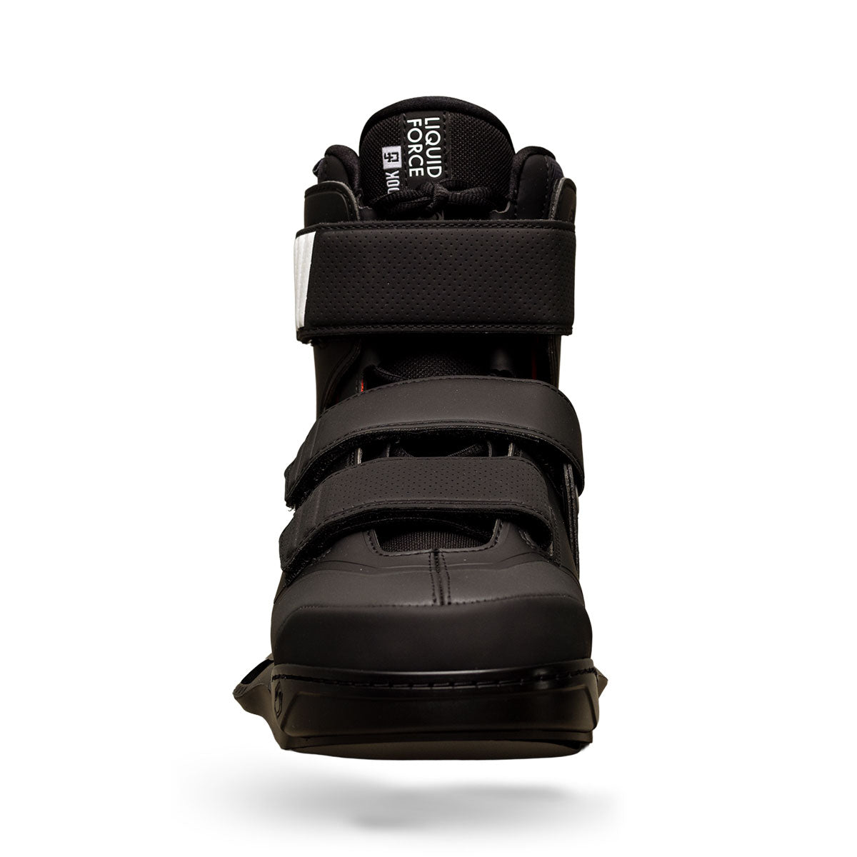 Front view of Hook 4D black binding with triple straps.