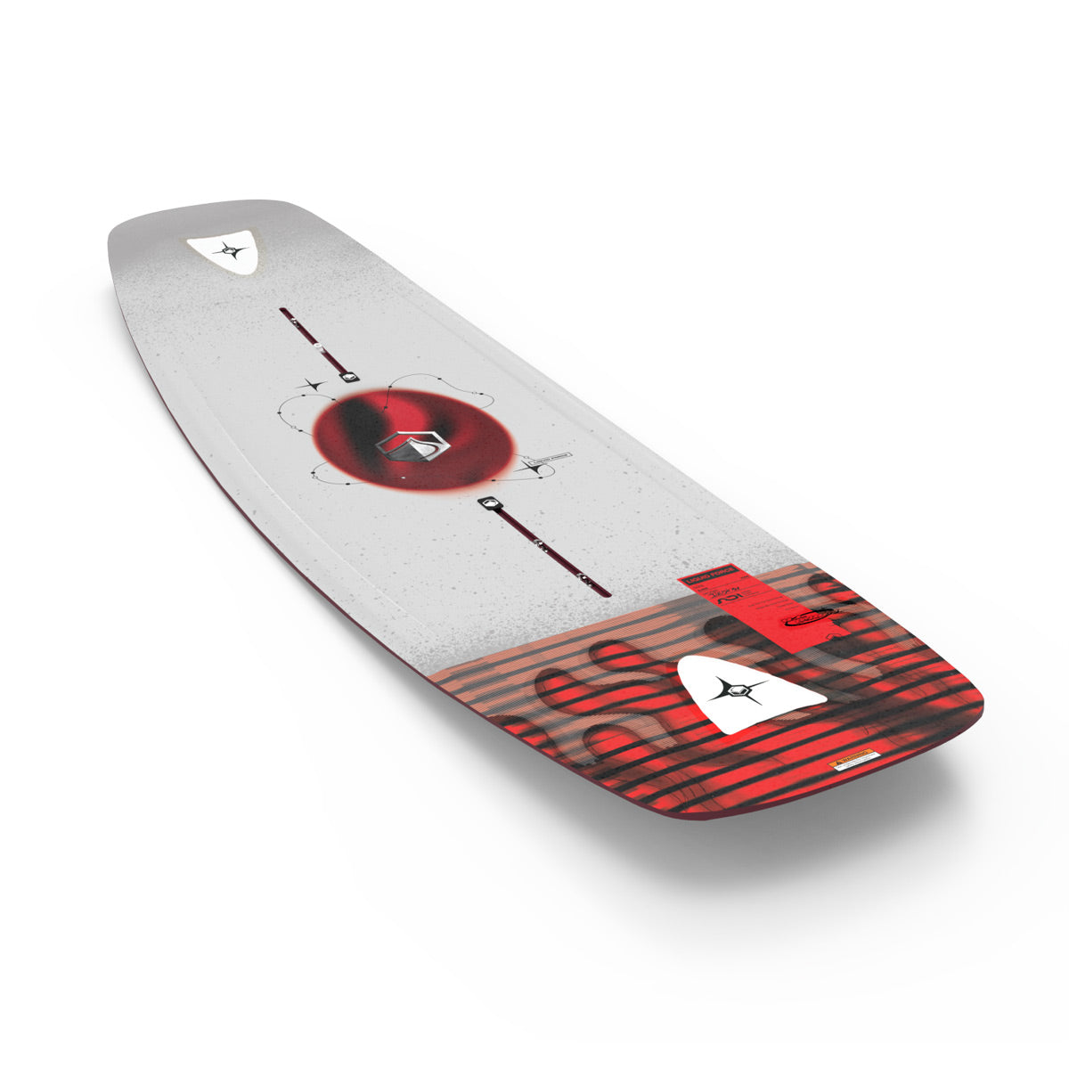 Illusion wakeboard with white deck and red gradient details, top and base shown.