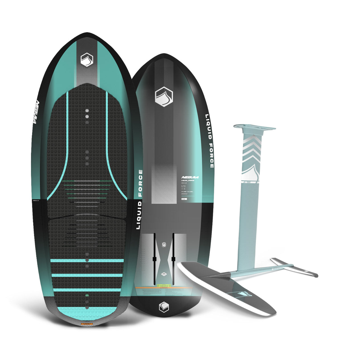 Top and base view of Nebula foil board in black and teal with Legacy Horizon 120 foil.