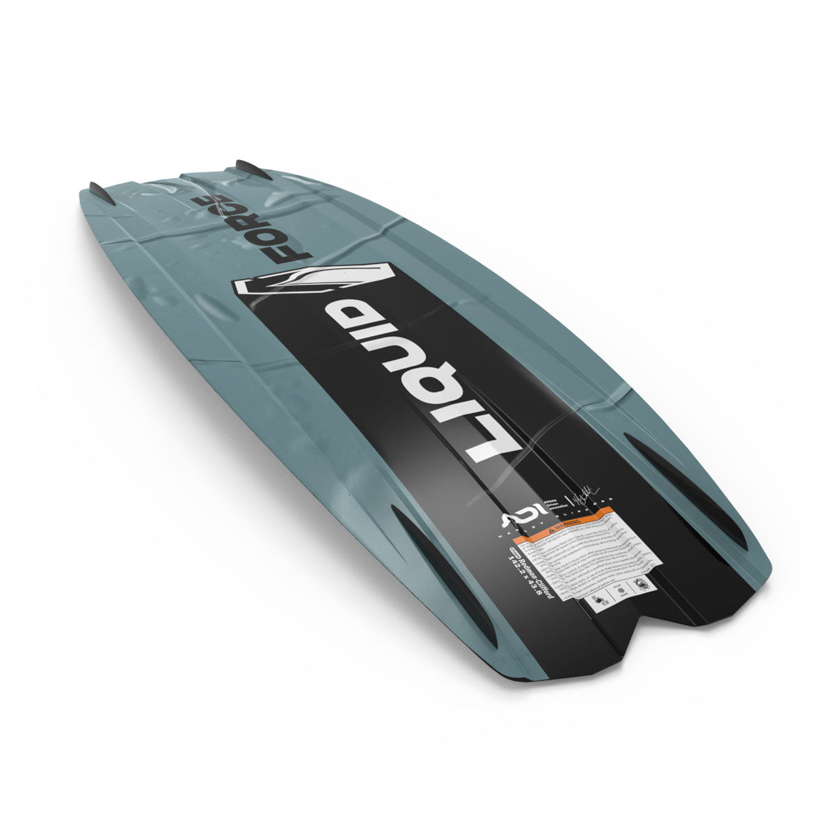 Angled base view of the Remedy wakeboard in blue and black with large Liquid Force logo.