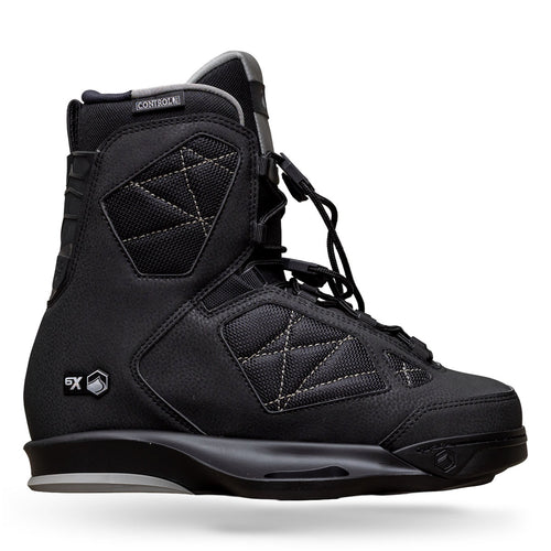 Side view of Rival 6X binding in black with stitched panels and lace closure.