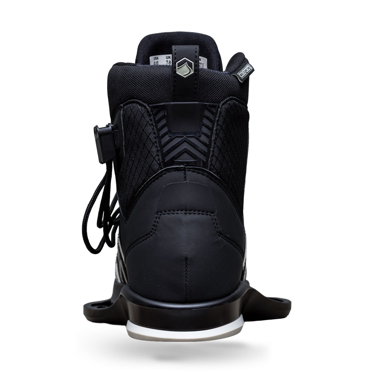 Back view of TAO 6X binding in black with textured heel and pull loop.