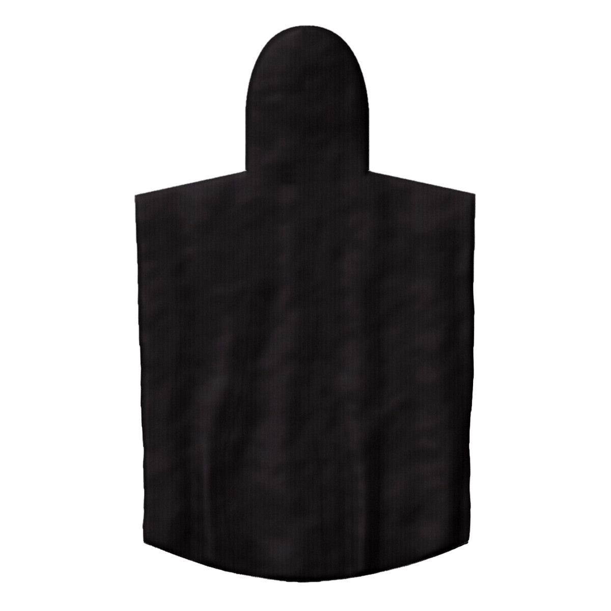 Back view of black Hex Changer Towel, a hooded changing poncho with rounded hem.
