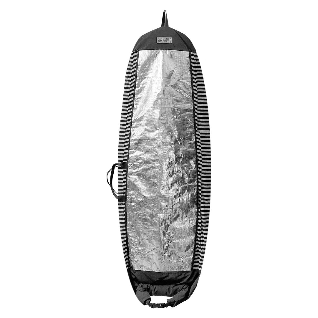 Top view of the 24 Solar Shield Surf Sock in large with reflective silver material.