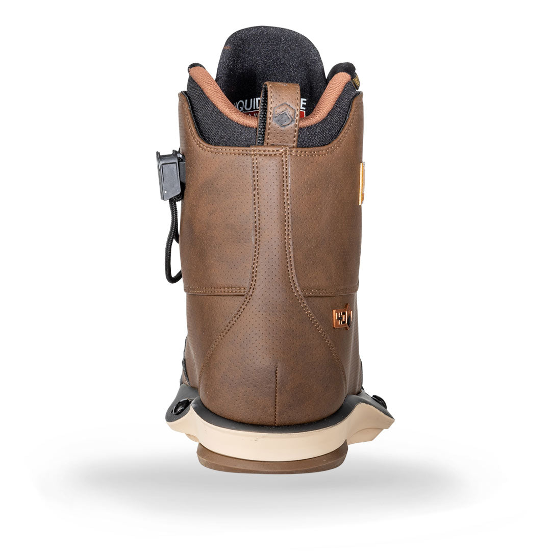 Rear view of 24 Idol 4D in Brown leather, black lining, tan sole