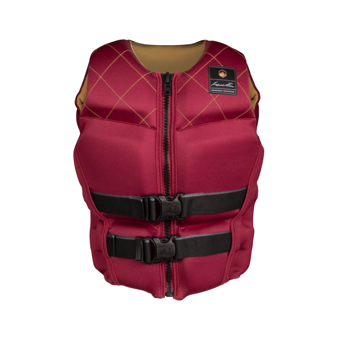 Front view of the 24 Womens Diva Heritage CGA in red with zippers and black straps on white background.