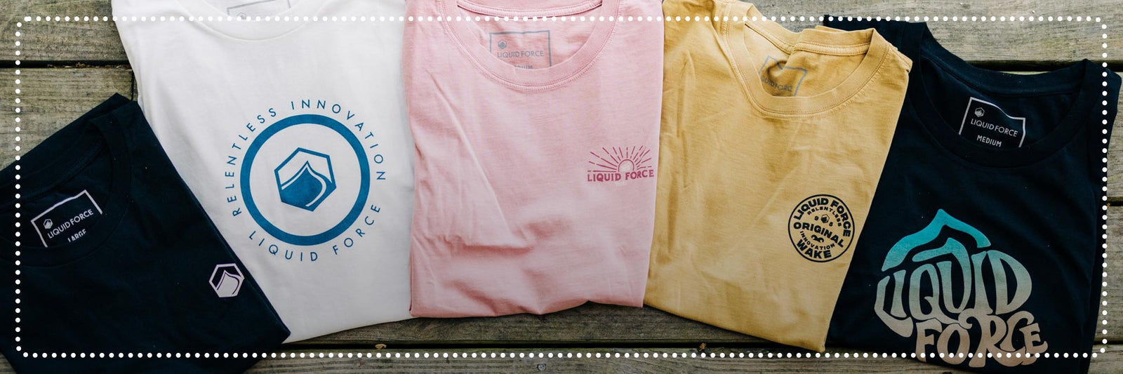 Liquid Force Clearance Apparel Collection - Various LF T-Shirts Folded Display Graphics