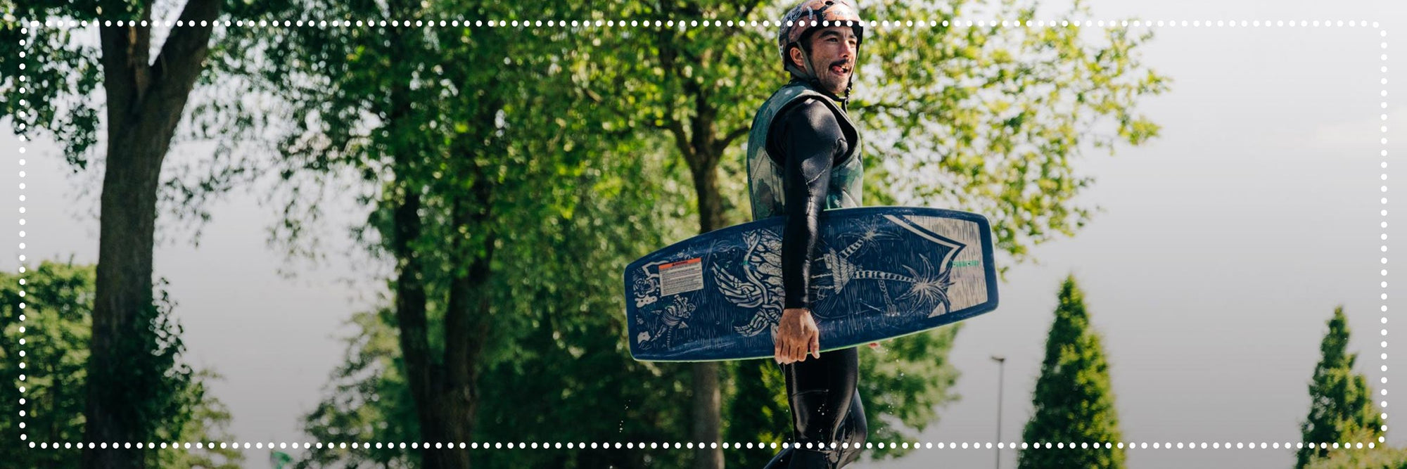 Liquid Force Clearance Wakeskates Collection - LF Athlete Daniel Grant holding his wakeskate.