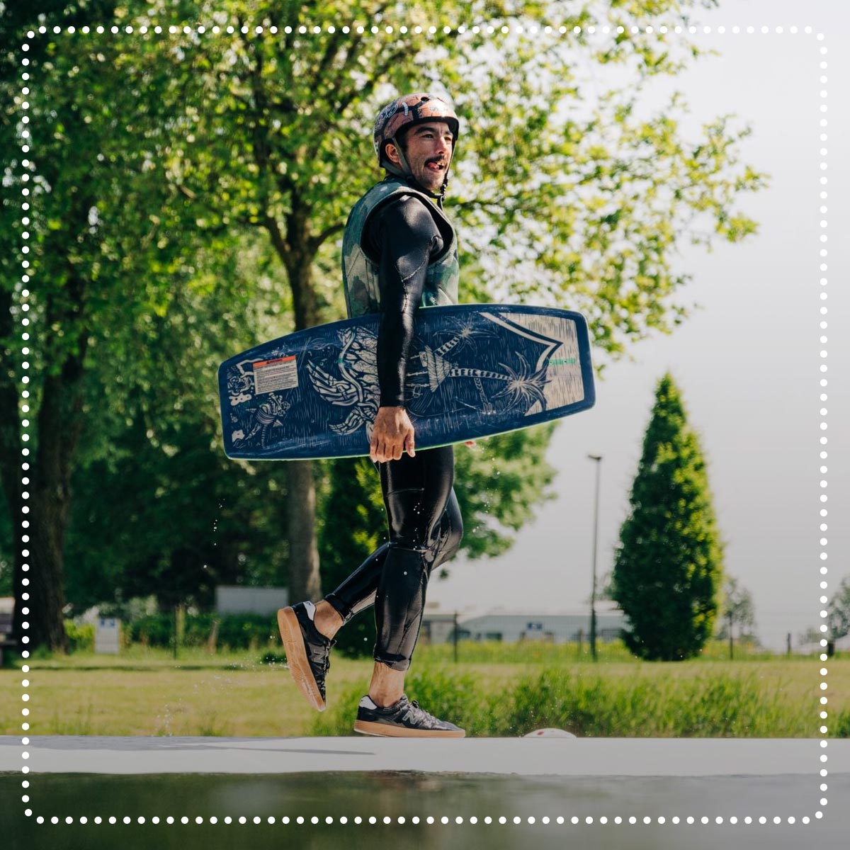 Liquid Force Clearance Wakeskates Collection - LF Athlete Daniel Grant holding his wakeskate.