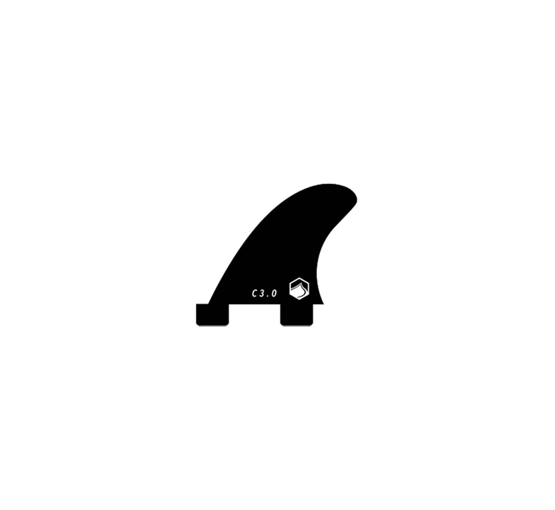 Black Center Dual Tabbed Wakesurf Fin on a white background.