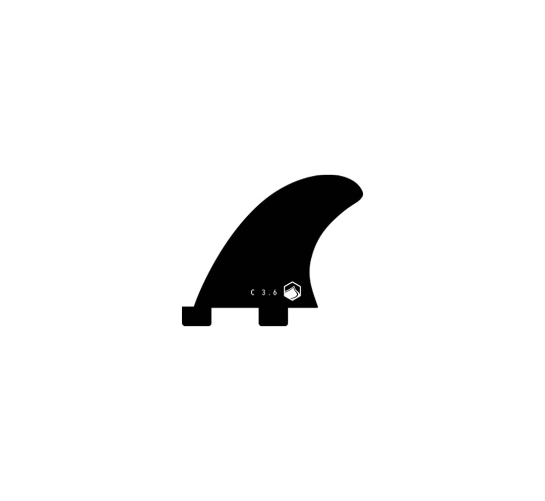 Black Center Dual Tabbed Wakesurf Fin on a white background.