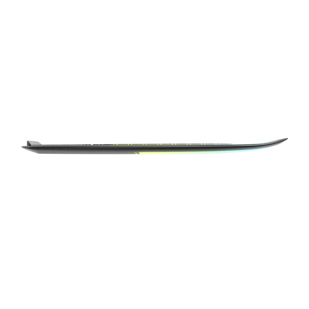 Side view of the 24 Nebula Foil Board showcasing its thin, sleek profile with a slight curve and gradient foil effect.