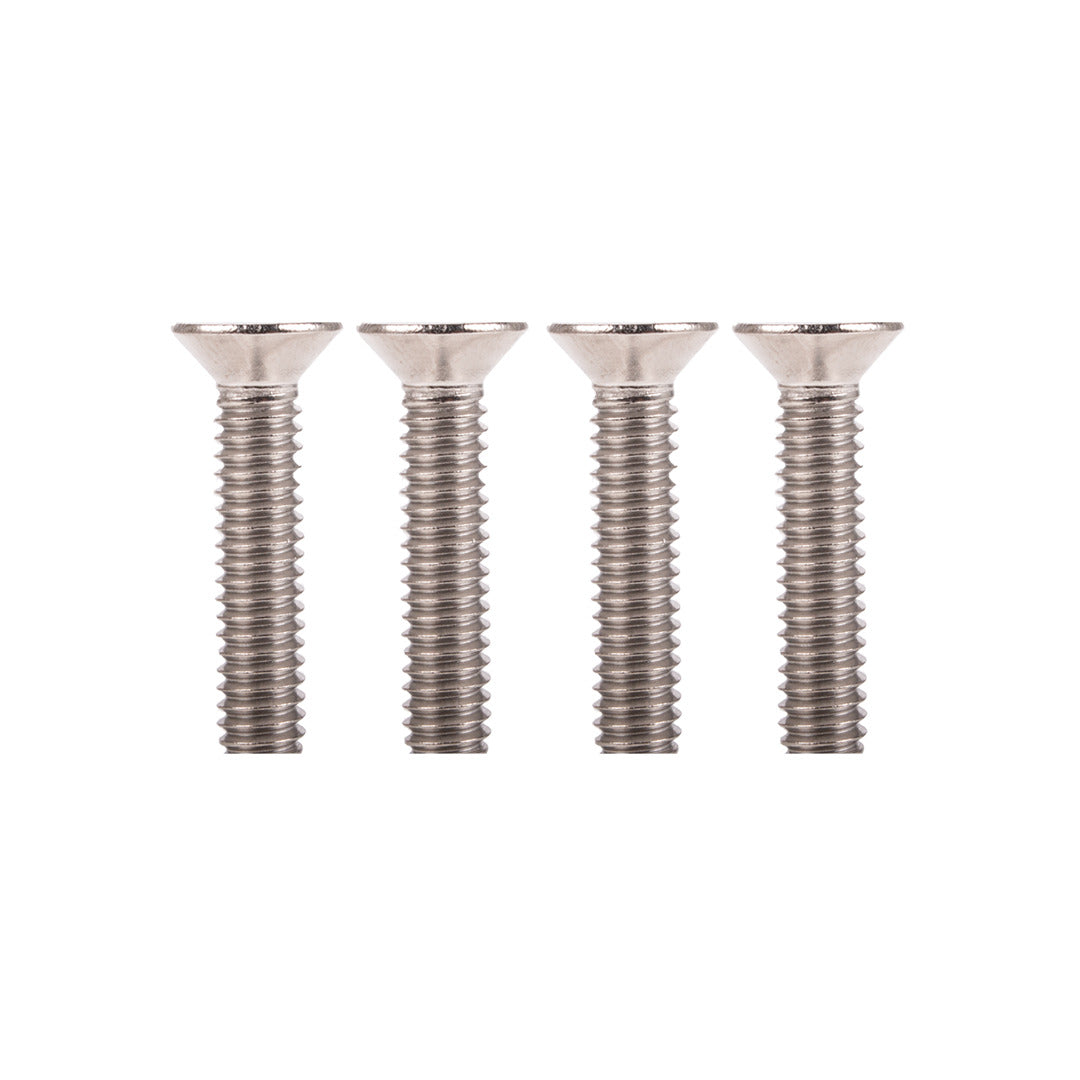 Vertical lineup of four 40mm screws on a white background, like a bolt kit.