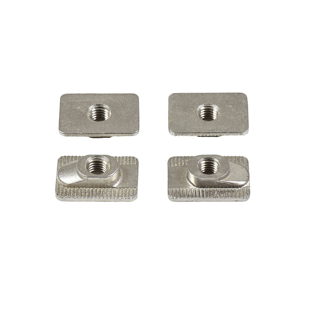 Four 6in. FlexTrack Mounts on a white surface, essential for hardware use.